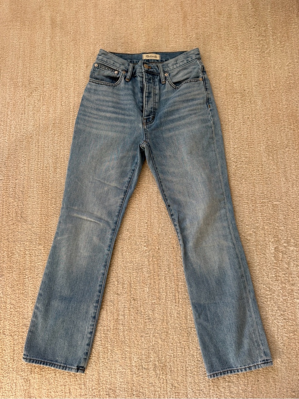 Madewell Slim Demi-Boot Straight-Leg Jeans in Perfect Light Blue Wash